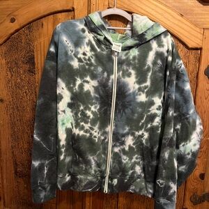 PINK Victoria's Secret Green and Black Tie-Dye Top